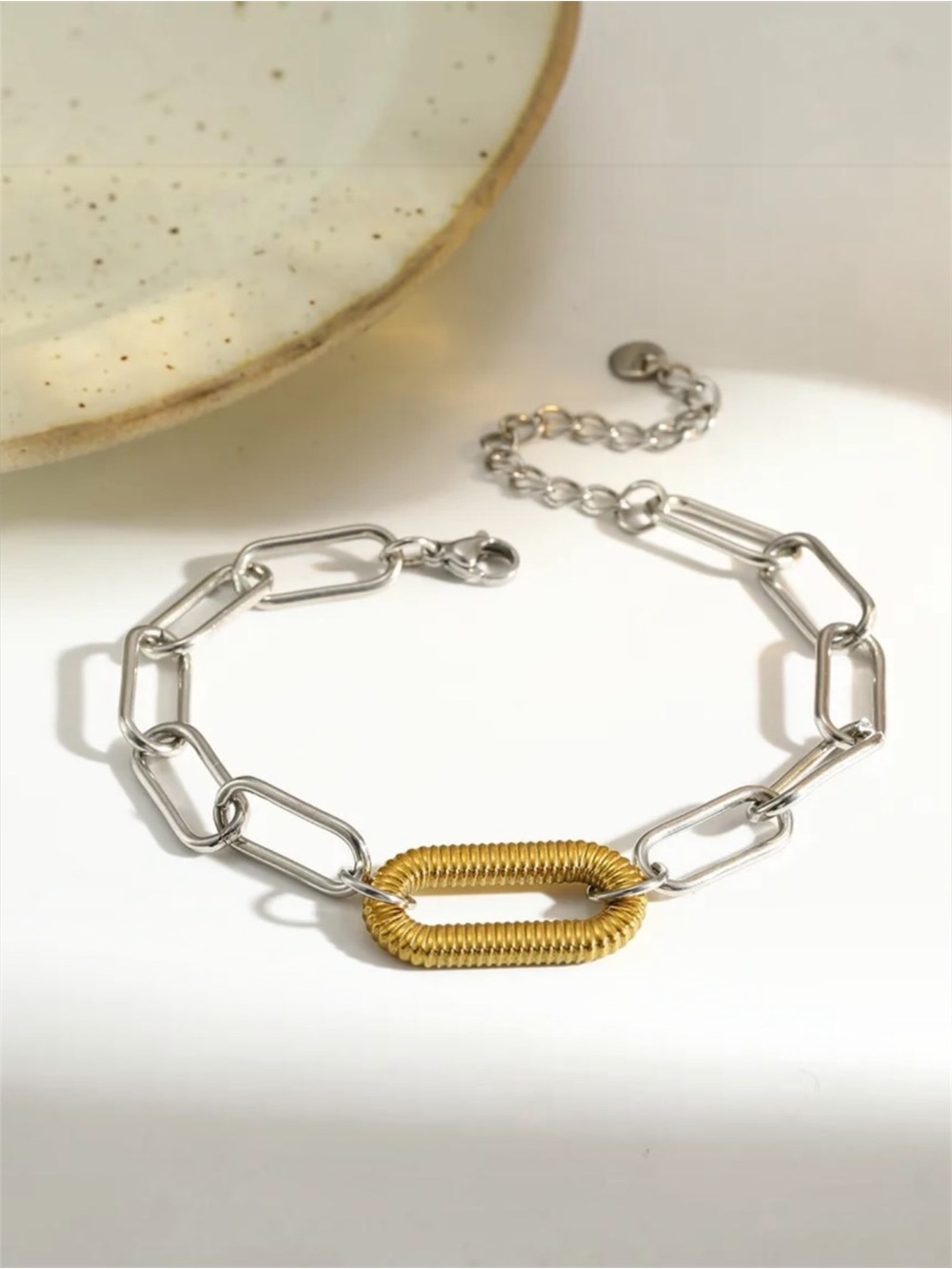 Two-Tone Paperclip Chain Link Bracelet NWT